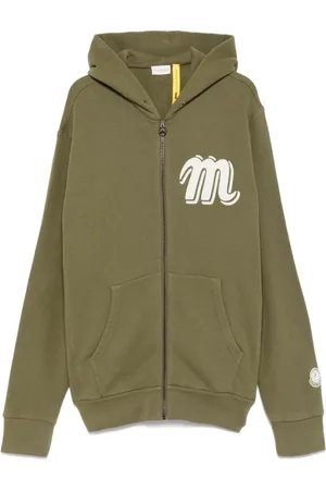 Moncler Sweatshirts & Hoodies, Heren, Groen, S, Olijfgroene Zip-trui Mercedes Benz