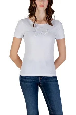 EA7 Tops, Dames, Wit, XS, Katoen, Moderne T-shirt met korte mouwen voor vrouwen