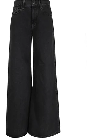7 for all Mankind Jeans, Dames, Zwart, W25, Katoen, Zwarte Wijde Hoge Taille Jeans