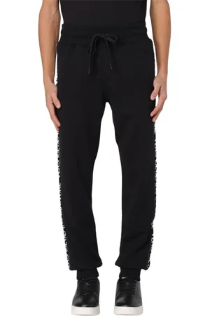VERSACE Broeken, Heren, Zwart, M, Katoen, Zwarte stijlvolle sweatpants voor heren