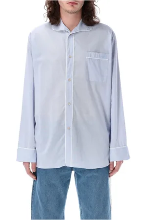 WALES BONNER Overhemden, Heren, Blauw, L, Katoen, Shirts
