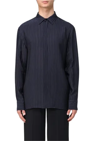 Saint Laurent Overhemden, Heren, Blauw, XL, Gestreepte zijden overhemd