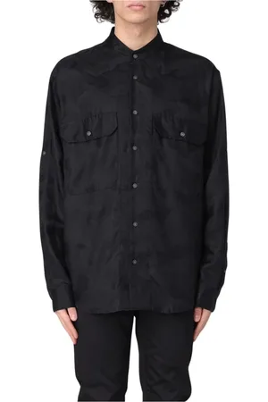 Armani Exchange Overhemden, Heren, Zwart, L, Zijden Camouflage Shirt