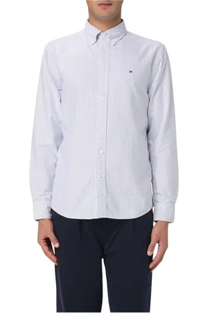 Tommy Hilfiger Overhemden, Heren, Blauw, M, Katoen, Blauw Gestreept Oxford Overhemd