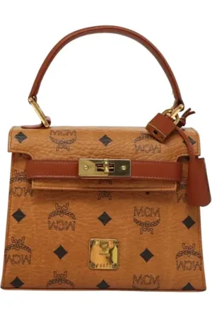 MCM Pre-owned, Dames, Bruin, ONE Size, Leer, Tweedehands leren handtassen
