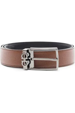 Salvatore Ferragamo Accessoires, Heren, Bruin, 105 CM, Bruin Leren Riem met Gancini Gesp