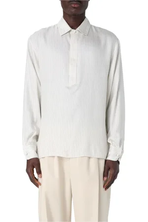 Saint Laurent Overhemden, Heren, , M, Zijden Pinstripe Casual Shirt Top
