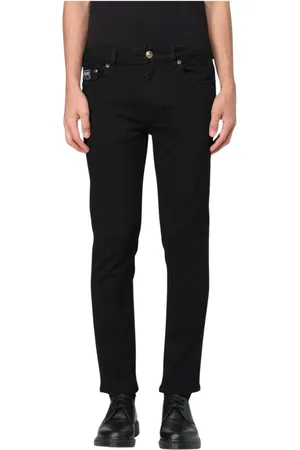 VERSACE Jeans, Heren, Zwart, W29, Katoen, Zwarte Slim Fit Mode Jeans