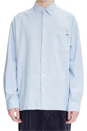 A.P.C. Overhemden, Heren, Blauw, L, Katoen, Groene Oxford Overhemd Regular Fit