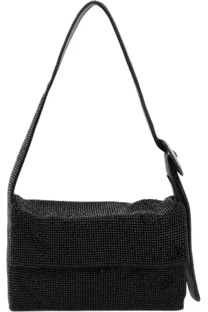 BENEDETTA BRUZZICHES Tassen, Dames, Zwart, ONE Size, Leer, Kristallen Schoudertas Elegant Ontwerp