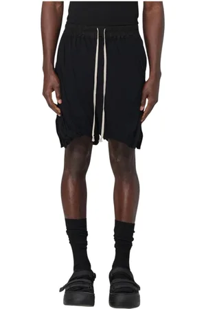 Rick Owens Korte broeken, Heren, Zwart, L, Linnen, Witte Linnen Trekkoord Shorts
