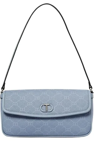 Twin-Set Tassen, Dames, Blauw, ONE Size, Blauwe Monogram Schoudertas