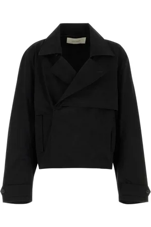 Entire Studios Jassen, Heren, Zwart, L, Katoen, Zwarte Katoenen Trenchcoat