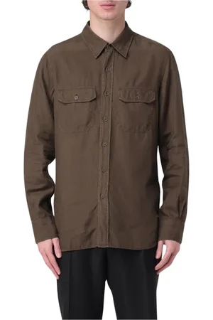 Tom Ford Overhemden, Heren, Bruin, 3Xl, Katoen, Bruine Katoenen Longsleeve Shirt