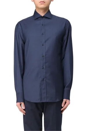 Brunello Cucinelli Overhemden, Heren, Blauw, L, Katoen, Klassiek Blauw Overhemd