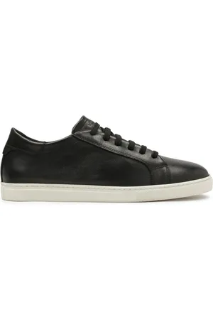 Kazar Schoenen, Heren, Zwart, 42 EU, Leer, Zwarte sneakers met witte zool
