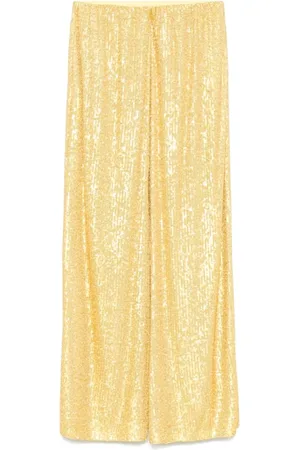 Norma Kamali Broeken, Dames, Geel, 2Xs, Gele broek met zijrits