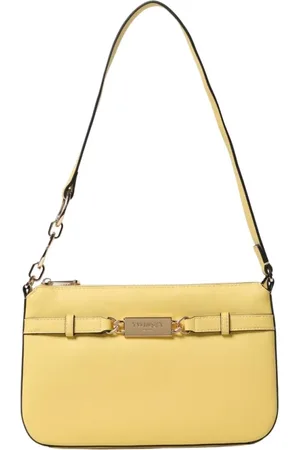 Twin-Set Tassen, Dames, Geel, ONE Size, Leer, Stijlvolle Leren Crossbody Tas Met Rits