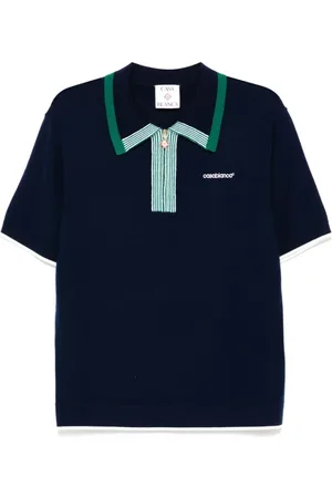 Casablanca Tops, Heren, Blauw, L, Navy Zip Polo Sweater