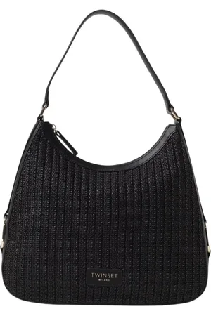 Twin-Set Tassen, Dames, Zwart, ONE Size, Leer, Raffia Schoudertas