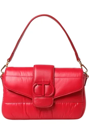 Twin-Set Tassen, Dames, Rood, ONE Size, Leer, Rode Gewatteerde Schoudertas