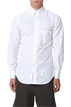 Thom Browne Overhemden, Heren, Wit, 2Xl, Katoen, Tijdloos Poplin Overhemd