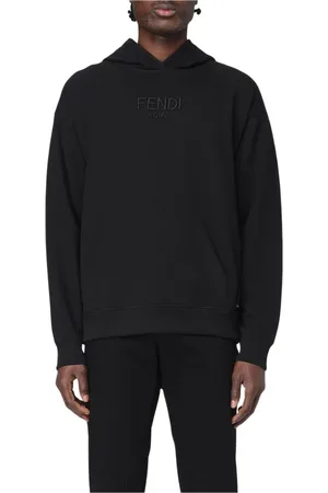 Fendi Sweatshirts & Hoodies, Heren, Zwart, M, Zwart Logo Hoodie
