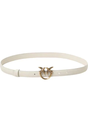 Pinko Accessoires, Dames, Wit, L, Love Birds Leren Riem