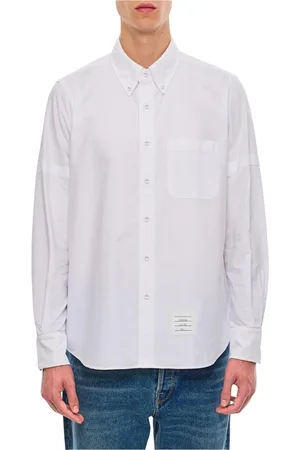 Thom Browne Overhemden, Heren, Wit, M, Katoen, Klassiek Wit Overhemd Relaxte Pasvorm