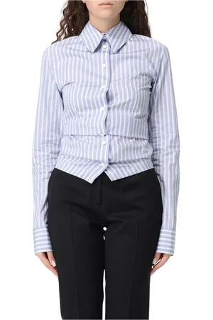 The Attico Blouses & Shirts, Dames, Blauw, 2Xs, Katoen, Lichtblauwe Gestreepte Blouse