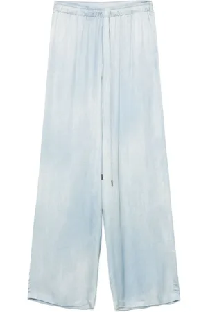ERMANNO SCERVINO Broeken, Dames, Blauw, S, Heldere Blauwe Wijde Pijp Broek