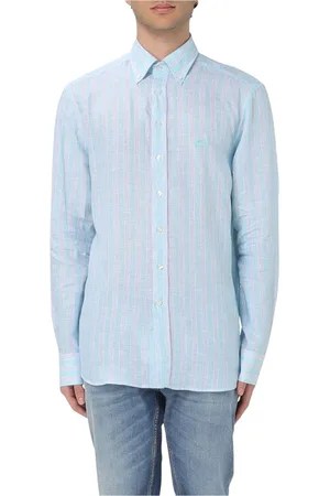 Etro Overhemden, Heren, Blauw, 3Xl, Linnen, Luxe Gestreept Overhemd