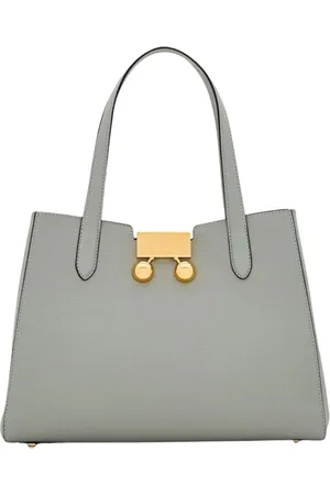 Marni Tassen, Dames, Grijs, ONE Size, Leer, Gestructureerde Leren Tote Tas Grijs