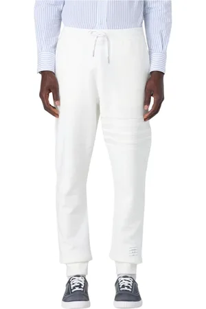 Thom Browne Broeken, Heren, Wit, XL, Elegante Witte Detail Joggers