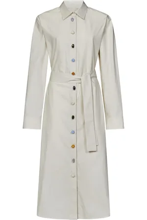Msgm Kleedjes, Dames, , S, Katoen, Katoenen Poplin Midi Jurk met Juweelstenen