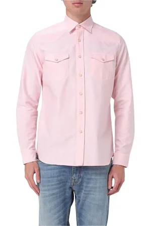 LARDINI Overhemden, Heren, Roze, 2Xl, Wit Overhemd met Lange Mouwen
