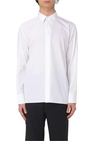 Saint Laurent Overhemden, Heren, Wit, M, Katoen, Witte Poplin Overhemd met Lange Mouwen