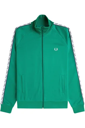 Fred Perry Sweatshirts & Hoodies, Heren, Groen, S, Katoen, Gestreepte Track Jacket Label Groen
