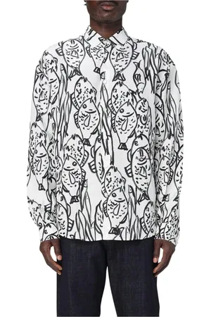 Jacquemus Overhemden, Heren, Wit, L, Katoen, Wit longsleeved shirt met paardenbloem design
