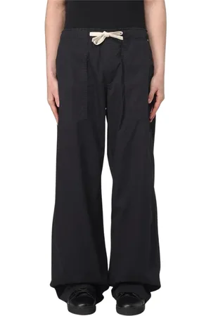 Palm Angels Broeken, Heren, Zwart, L, Katoen, Zwarte Wide Leg Katoenen Broek