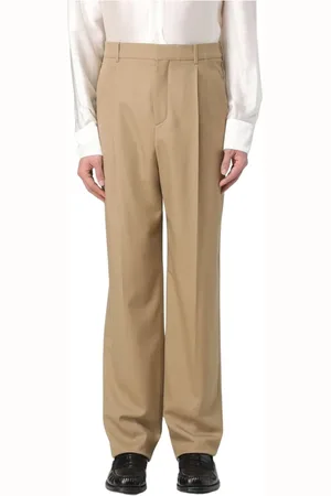 Saint Laurent Broeken, Heren, Bruin, S, Luxe Kamel Maatwerk Broek
