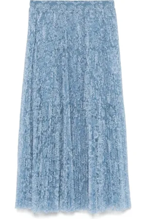 ERMANNO SCERVINO Rokken, Dames, Blauw, S, Heldere Blauwe Geplooide Rok met Elastische Tailleband