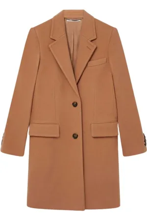 Stella McCartney Mantels, Dames, Bruin, M, Wol, Stijlvolle Wollen Winterjas