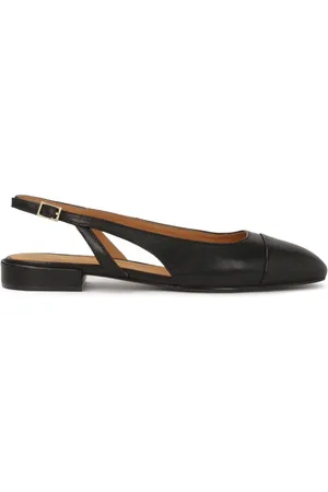 Kazar Schoenen, Dames, Zwart, 41 EU, Leer, Zwarte platte pumps met uitgesneden bovendeel