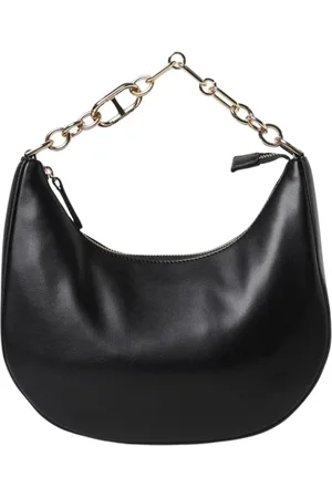 Twin-Set Tassen, Dames, Zwart, ONE Size, Leer, Kameel Schoudertas met Kettingband