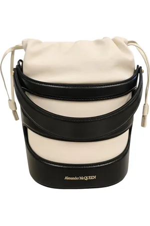 Alexander McQueen Tassen, Dames, Zwart, ONE Size, Leer, Stijlvolle Rise Bucket Tassen Collectie