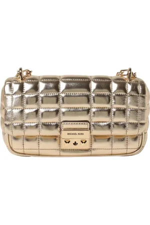 Michael Kors Tassen, Dames, Geel, ONE Size, Leer, Gouden Gewatteerde Schoudertas
