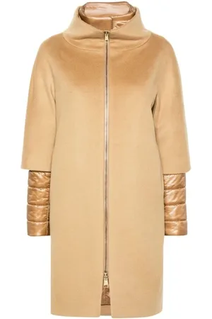 HERNO Mantels, Dames, , M, Wol, Kameelwol Gelaagde Jas