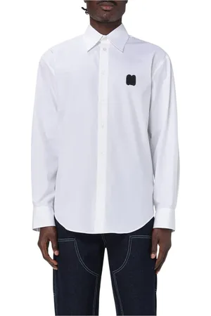 Msgm Overhemden, Heren, Wit, S, Katoen, Blauw Katoenen Overhemd Eigentijdse Stijl