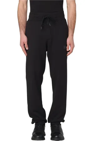 VERSACE Broeken, Heren, Zwart, S, Katoen, Zwarte Joggers met Trekkoord Stijlvolle Broek